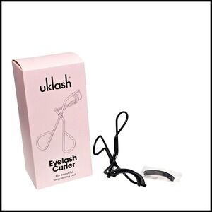 UKLASH Eyelash Curler Black For Beautiful Long-Lasting Curl Replacement Pads
